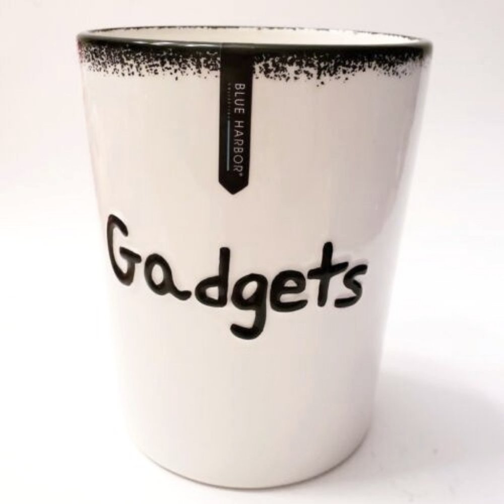 Countertop Cooking Utensil Holder Crock Kitchen Gadgets Blue Harbor Comic Sans